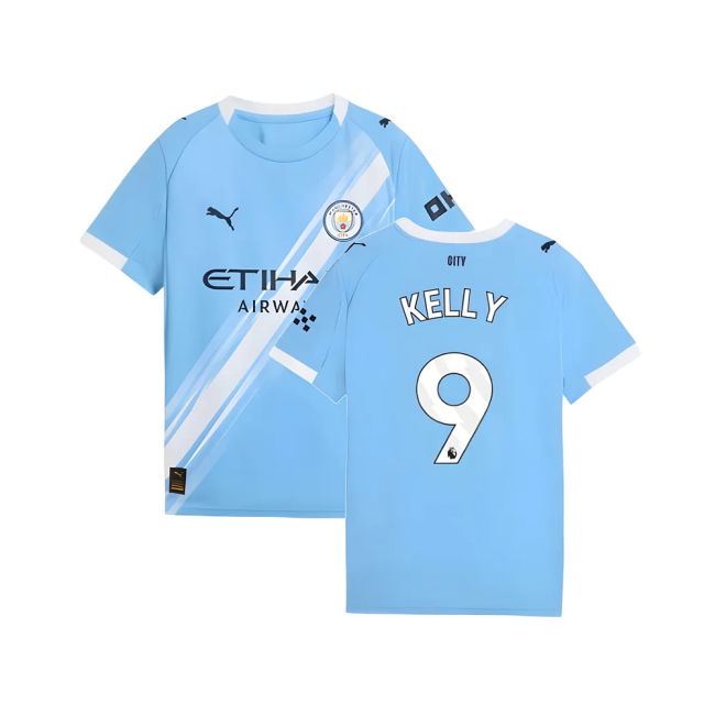 Man City 2025-20 Home Football Shirt Kelly (9) L M S Kids