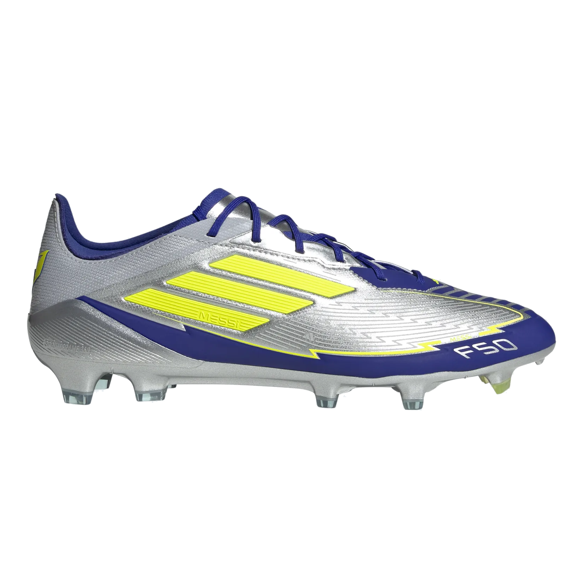 Buy Messi adidas F50 Elite FG Soccer Cleats 2024 Silver Metallic Lucid Blue