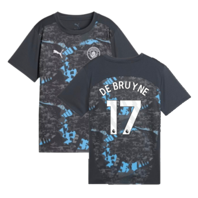 2024-2025 Man City Jersey (Strong Gray) - Kids (De Bruyne 17) (Stro...