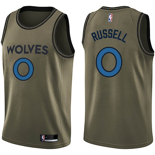 Nike Minnesota Timberwolves #0 DAngelo Russell Green Salute to Service Youth NBA Swingman Jersey Youth