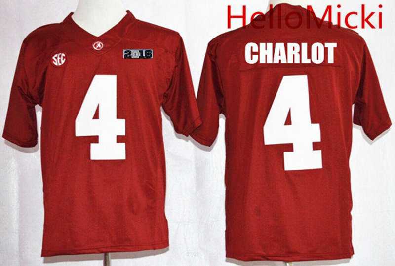 Men's Bama Crimson Tide Red 2016 away jersey Daylon Charlot #4