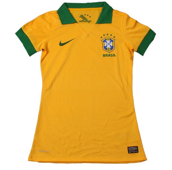 Professional Grade 13-14 Brazil Home Women's Yellow Jersey Shirt