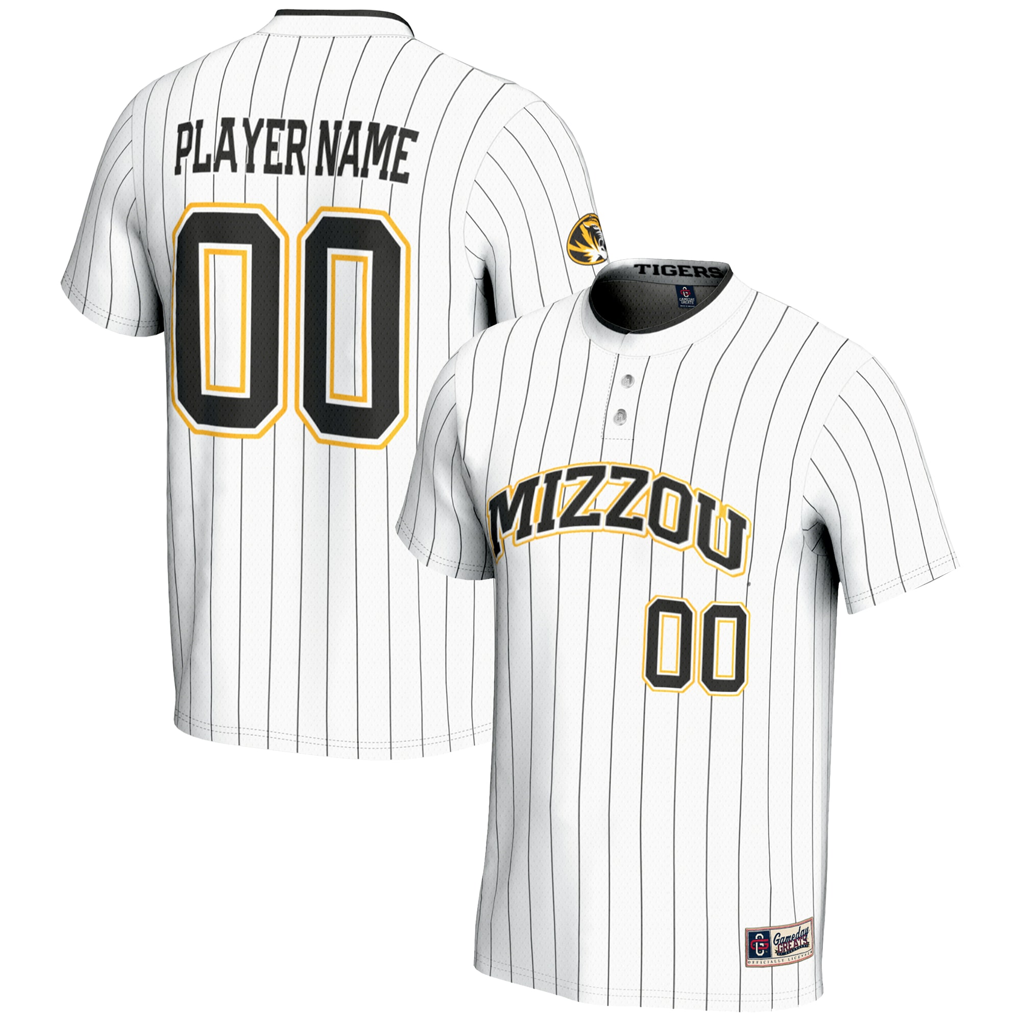 [NJP] Missouri Tigers GameDay Greats Unisex NIL Pick-A-Player Lightweight Softball Jersey - White