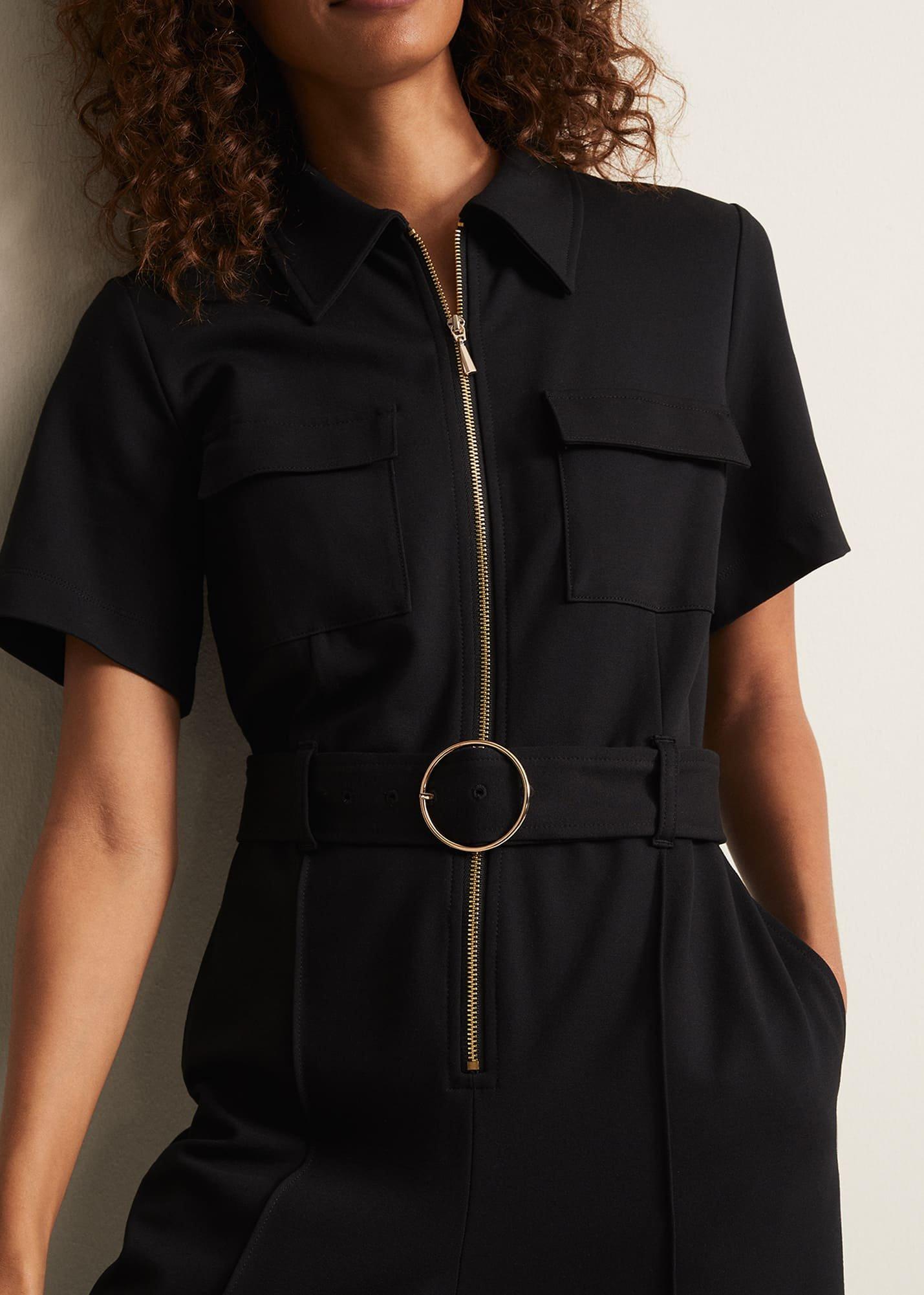 Polly Black Zip Jumpsuit