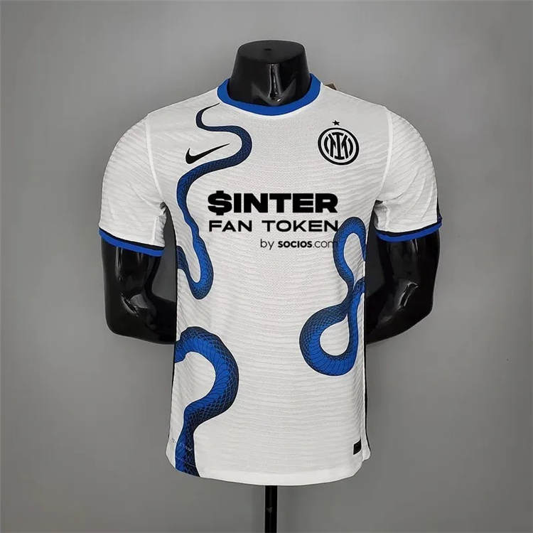 Breathable Inter Milan 21-22 Away White Snake Soccer Jersey Football