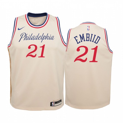 Sixers #21 Joel Embiid Elite 2019 City NBA Jersey - White City