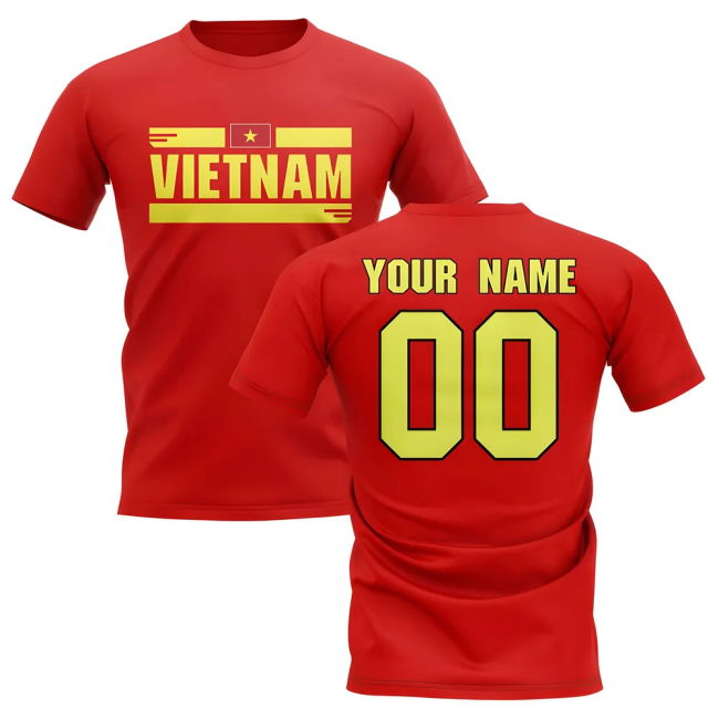 Exclusive-Design Personalised Vietnam Fan Football T-Shirt (Red)