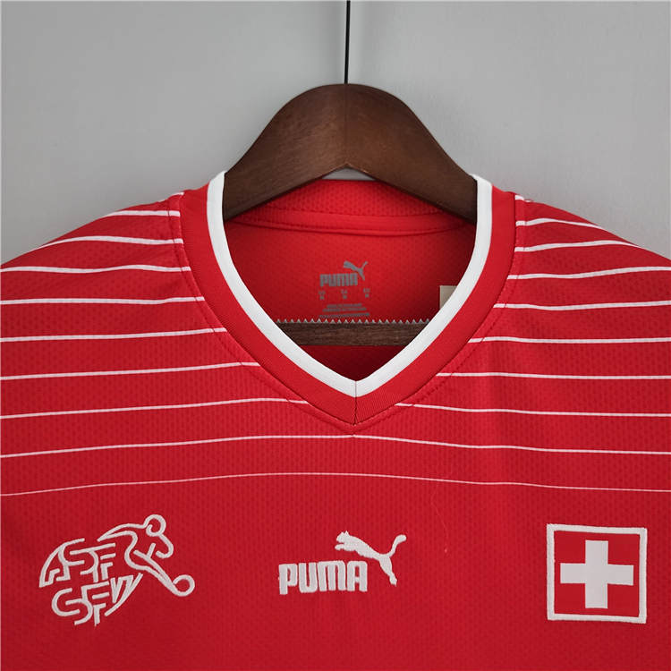 Breathable SwitzerlandSuisse World Cup 2022 Home Red Soccer Jersey