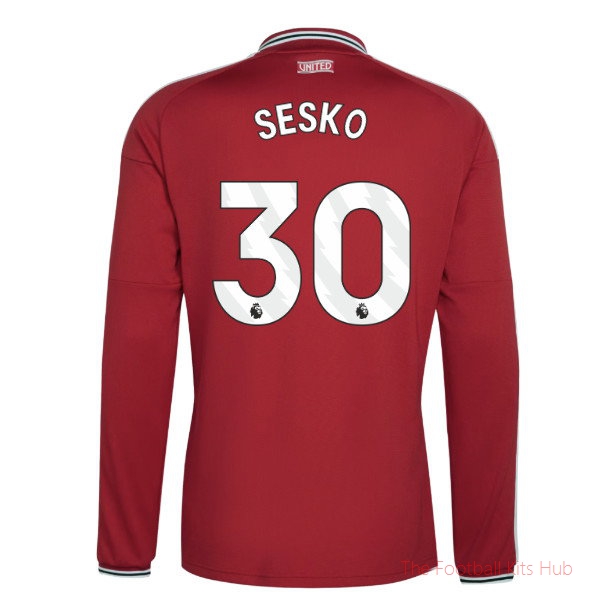 Manchester United 2026 2027 Long Sleeve Home Shirt (Sesko 30)