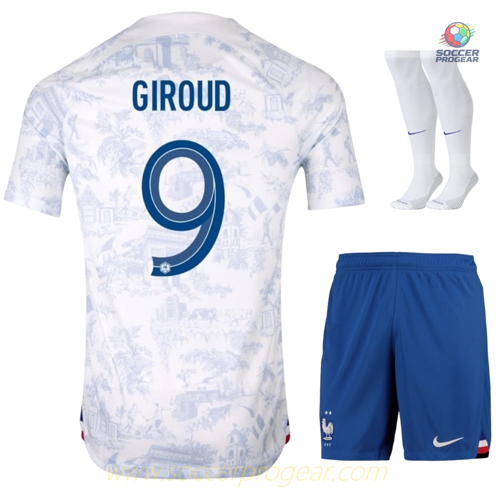 GIROUD 2022 WORLD CUP AWAY FRENCH TEAM CHILDREN'S JERSEY