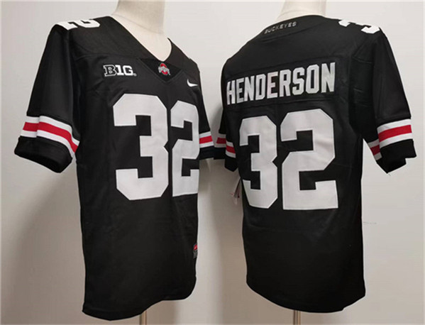 embroidered Men's Ohio St Buckeyes None #32 Black 2023 Football Jersey