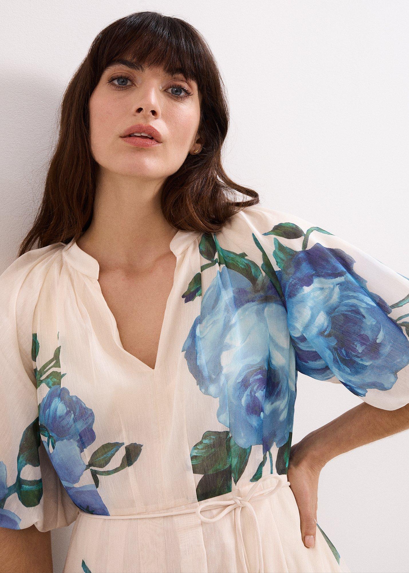 Petite Adeline Cream Floral Midi Dress