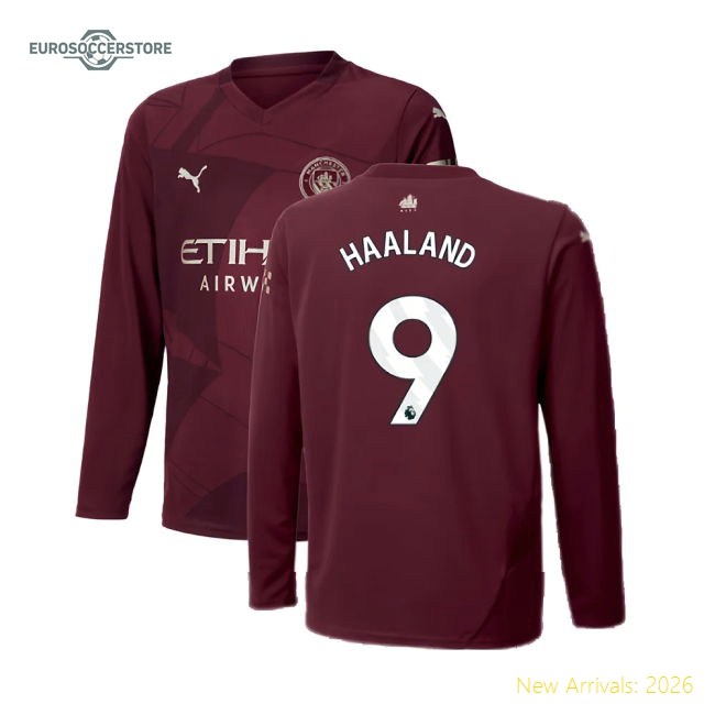 2024-2025 Man City Third Long Sleeve Shirt (Kids) (Haaland 9)