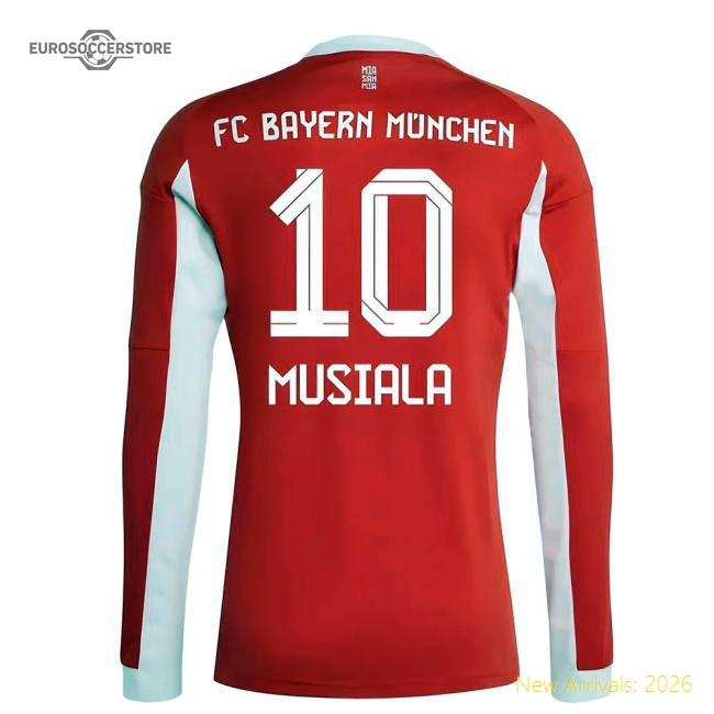 Top-Quality 2025-2026 Bayern Munich Long Sleeve Home Shirt (Musiala