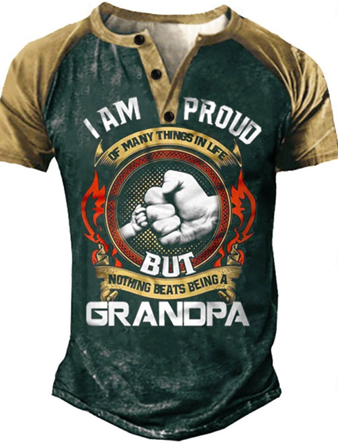 Mens Grandpa Graphic Henley T-Shirt, 'Nothing Beats Being A Grandpa'