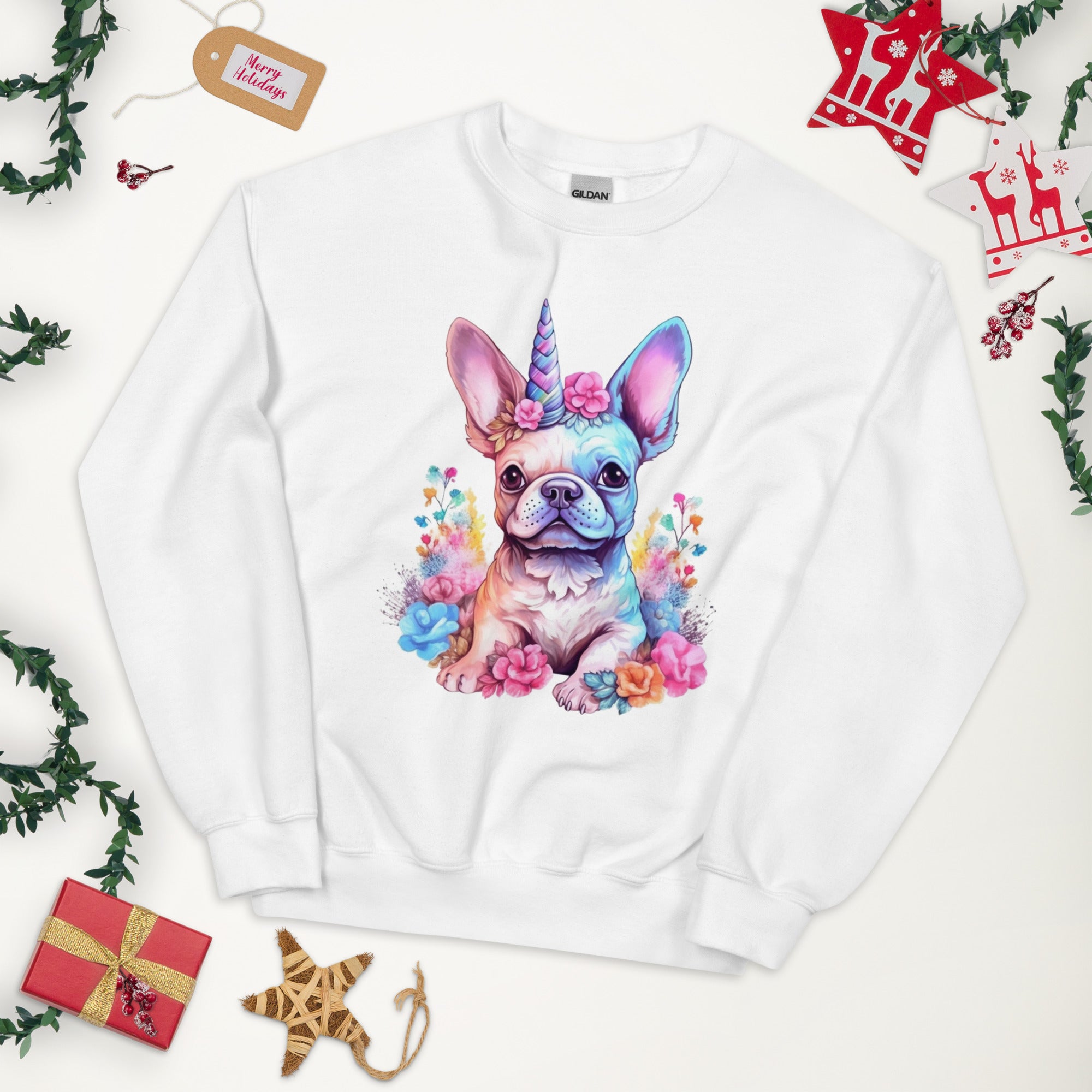 Frenchie-Fan Frenchie Embraces Unicorn - Unisex Crew Neck Sweatshirt ...