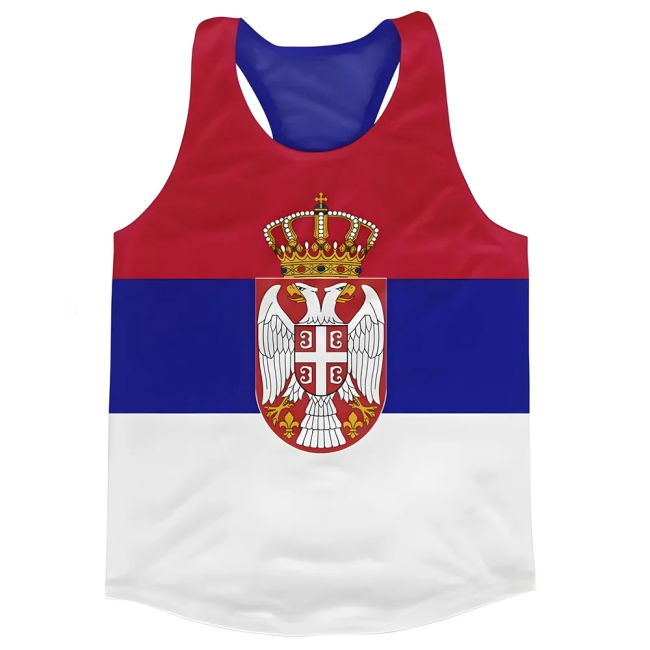 Match Serbia Flag Running Vest Premium High Authentic Performance