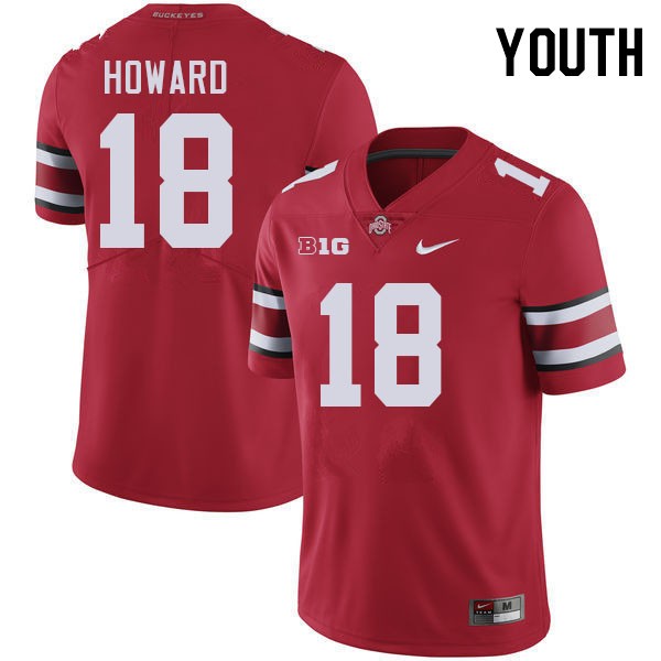 Youth Ohio State Buckeyes #18 Will Howard Red Nike Stitch Jersey