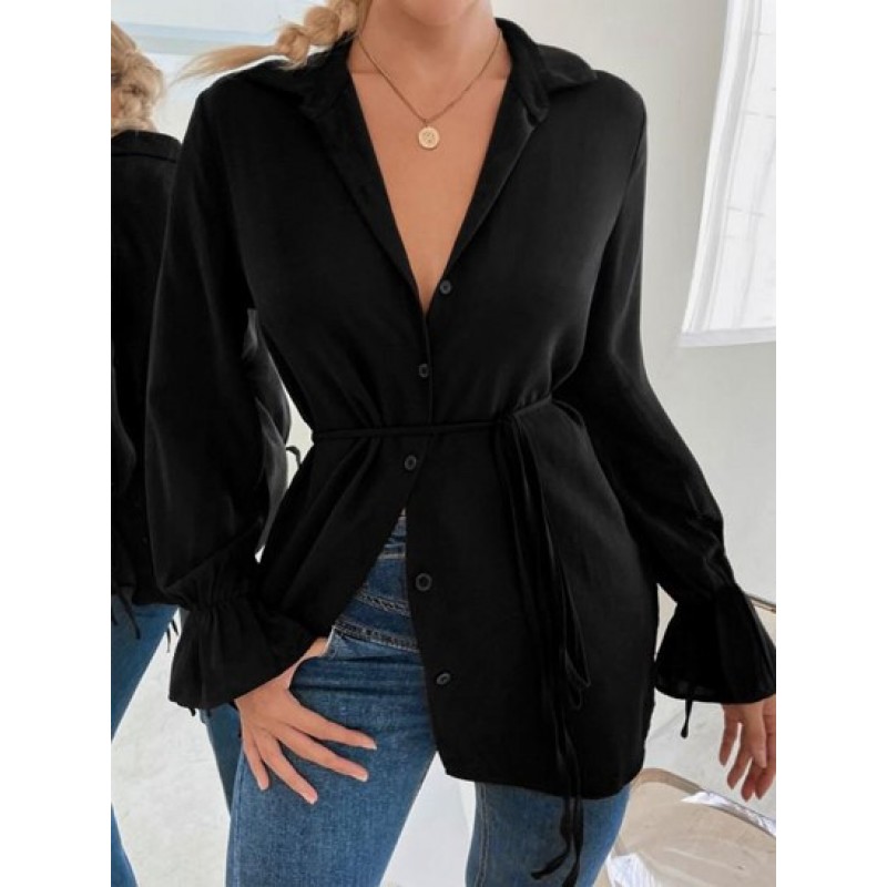 Belted Poet Sleeve Shirt ZZ4272