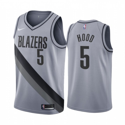 Portland Trail Portland Trail Blazers #5 Rodney Hood Gray Womens NBA Swingman 2020-21 Earned Edition Jersey Womens
