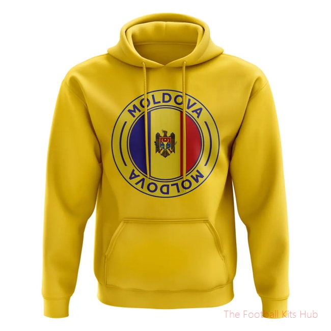 Men Moldova Football Badge Hoodie (Yellow)