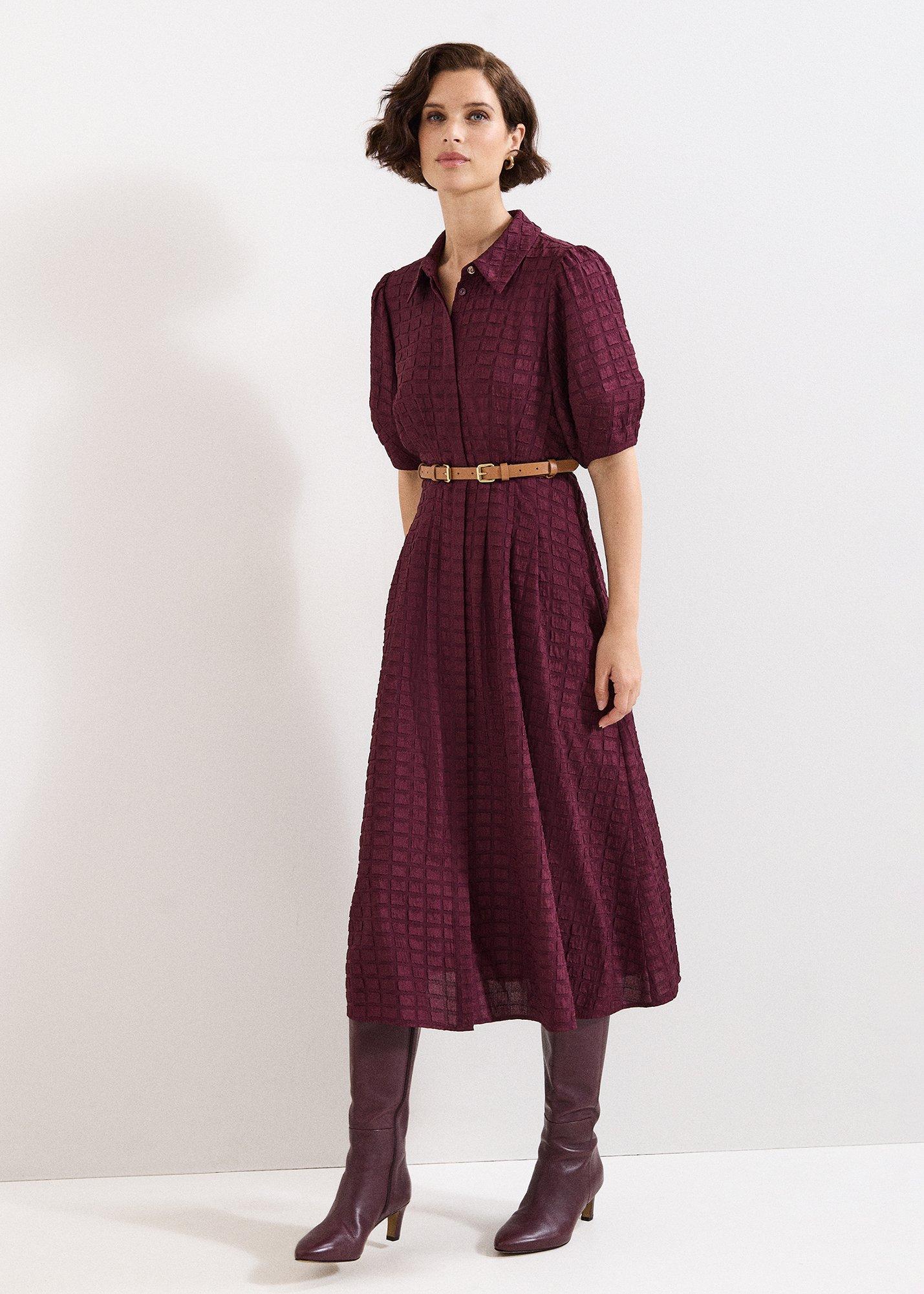 Petite Yasmine Textured Midi Dress