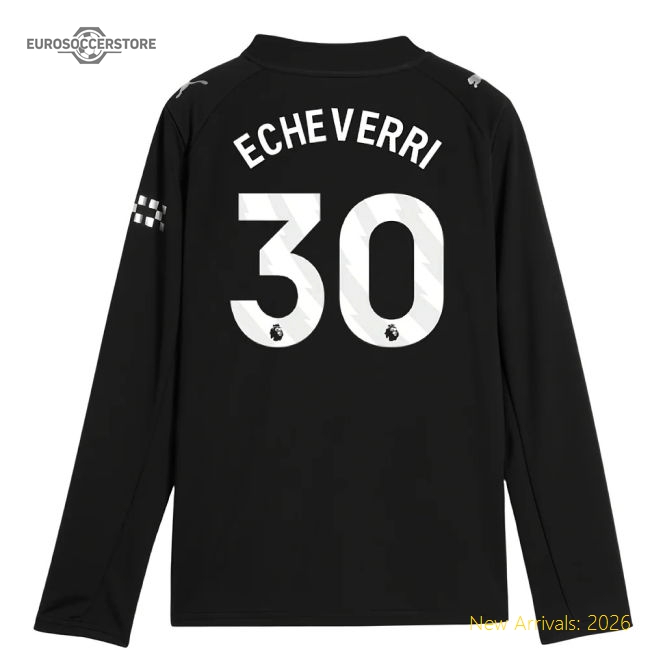 Official 2025-2026 Man City Long Sleeve Away Shirt (kids) (echeverri