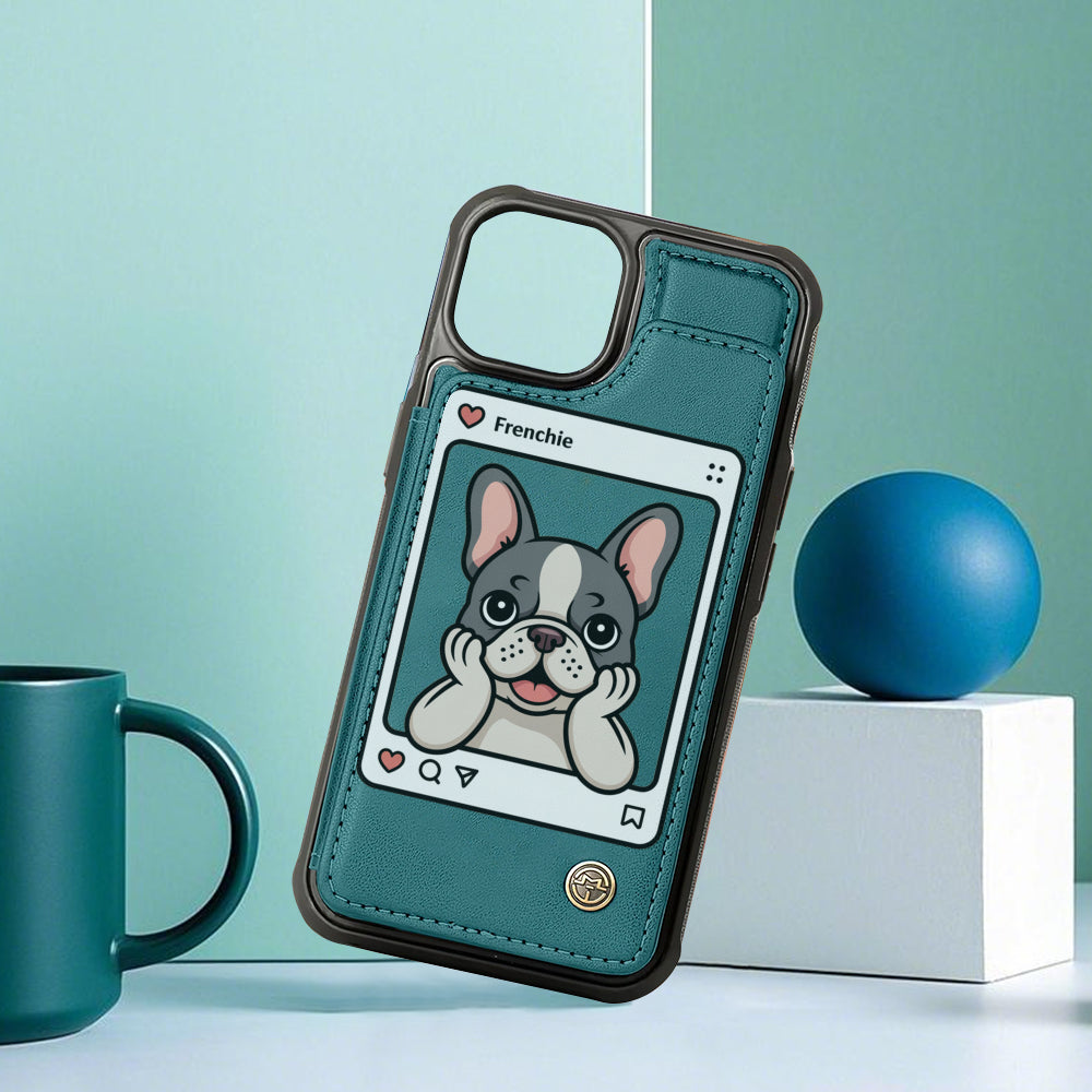 French Bulldog Bailey Leather Wallet Case For For Iphone & Samsung Durable Dog Item