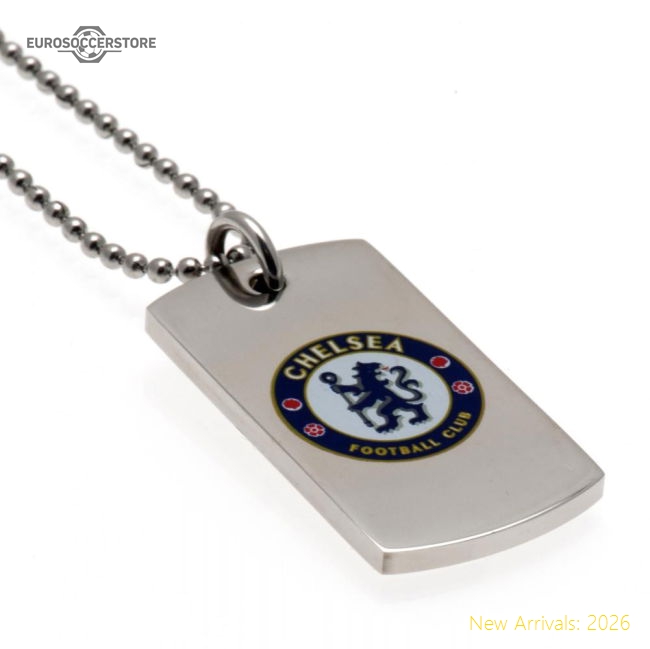 Authentic Chelsea Fc Colour Crest Dog Tag & Chain - Premium Quality