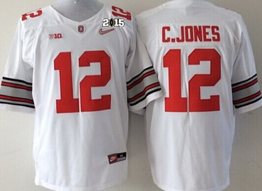 Men's OSU Buckeyes White 2015 embroidered Cardale Jones #12 stitched