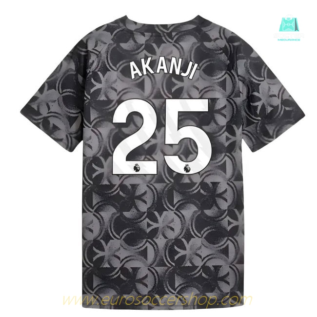2025-2026 Man City Warm Up Jersey (Black) - Kids (Akanji 25)