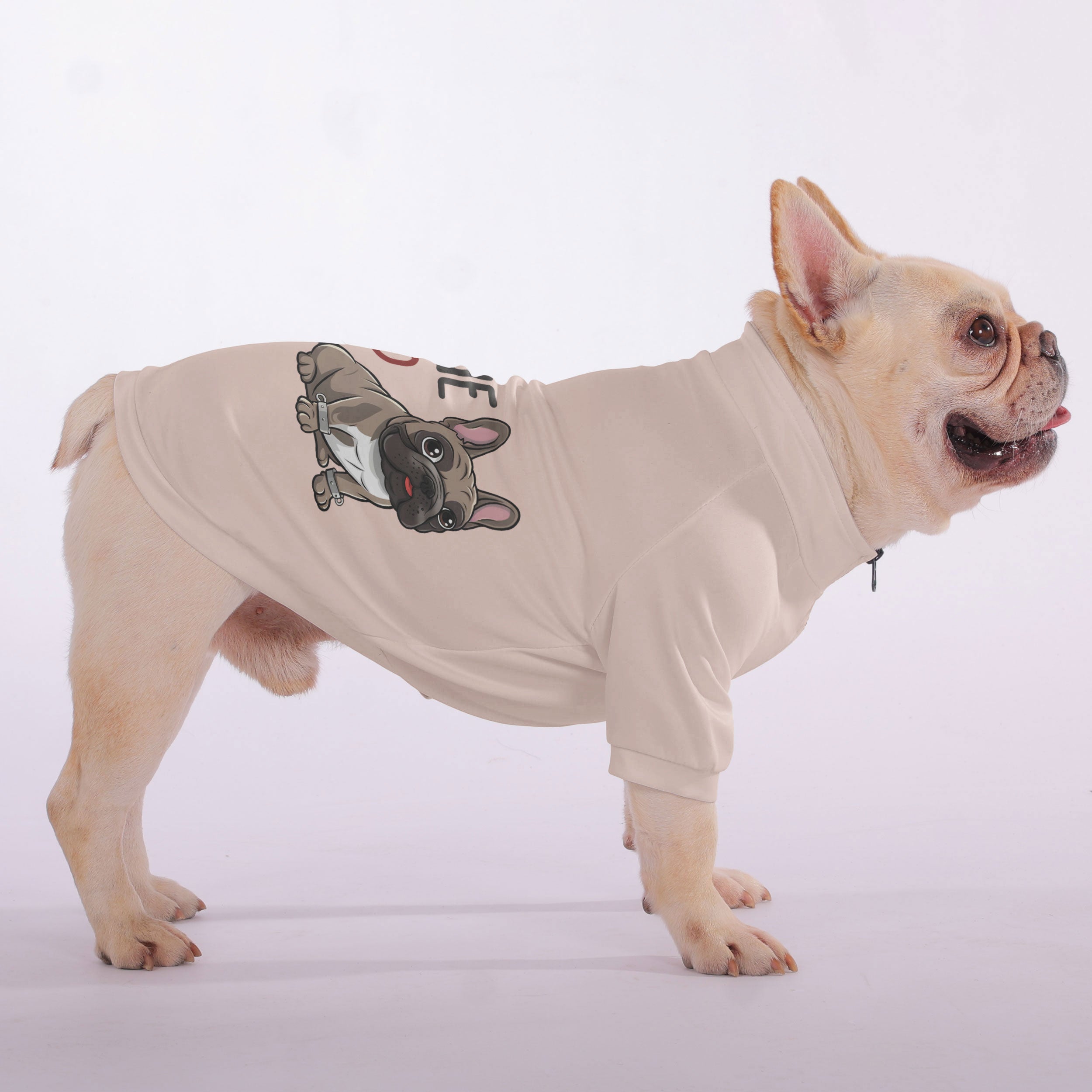 Street-Ready Frenchie Certified Trouble - Snuggly Zip-up Sweatshirt F...