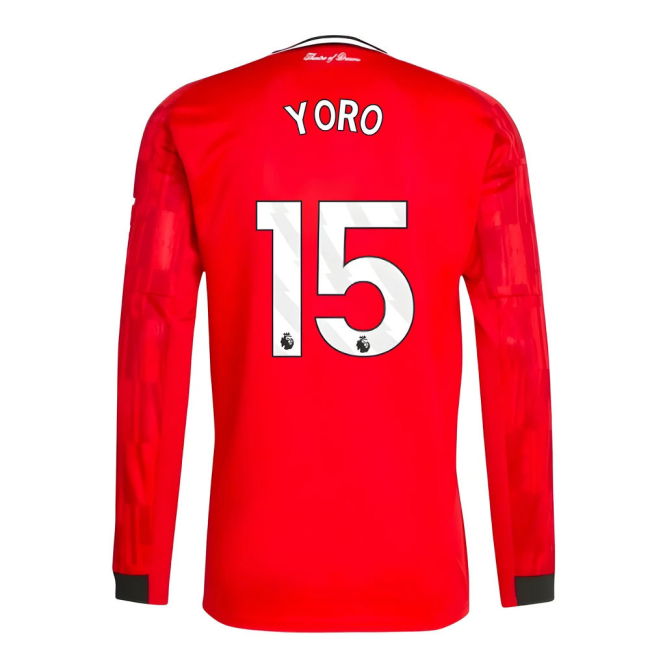 2025-2026 Man Utd Long Sleeve Home Jersey (Yoro 15)
