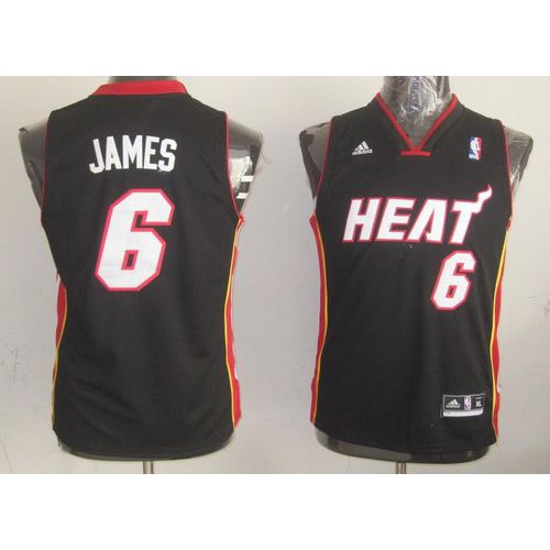 Miami Heat #6 LeBron James Black Stitched Youth NBA Jersey Youth