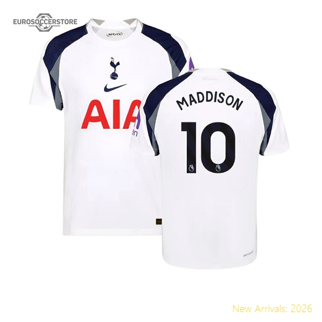 Official 2025-2026 Tottenham Hotspur Authentic Home Shirt (maddison