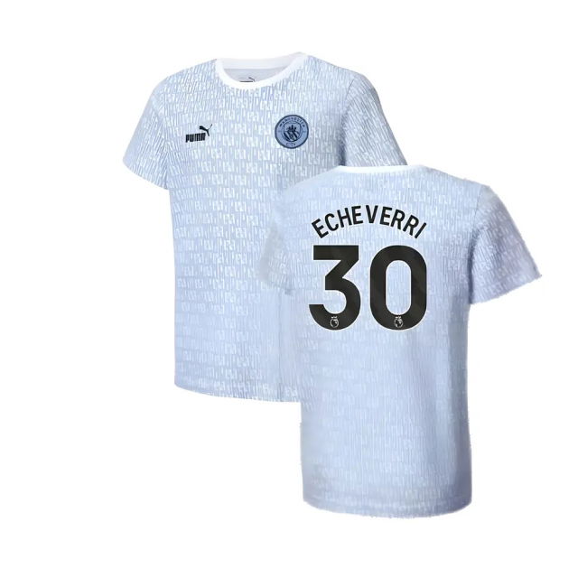 2024-2025 Man City T-shirt (Light Blue) (Echeverri 30) (Light Blue)