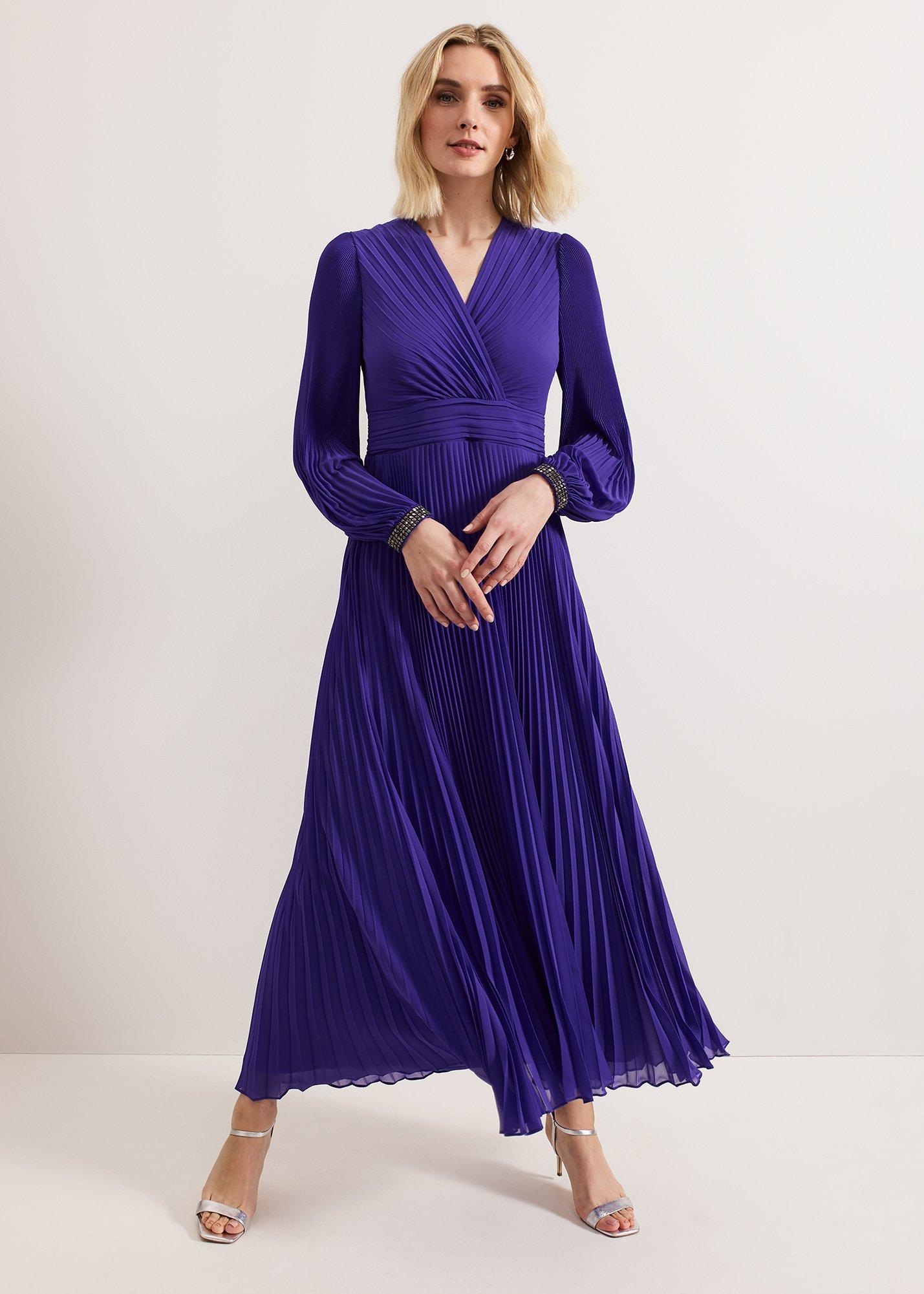 Vila Beaded Pleated Maxi Dress