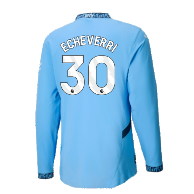 Man City Authentic 2024-2025 Man City Authentic Long Sleeve Home Sh...