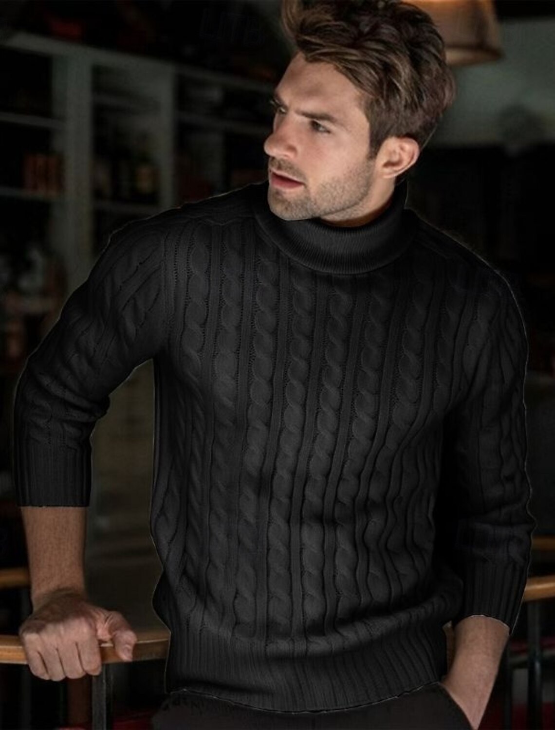 Men's Pullover Sweater Jumper Knit Ribbed Cable Regular Tops Knitted