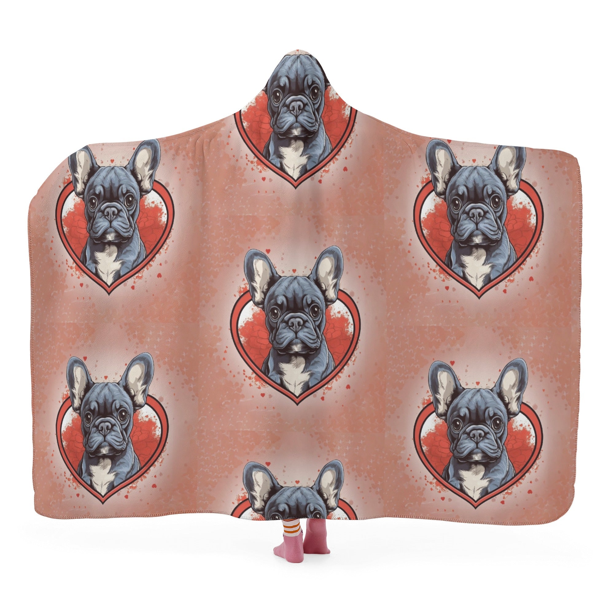 Lifestyle-Driven Frenchie Love - Hooded Blanket for Fashion Lovers