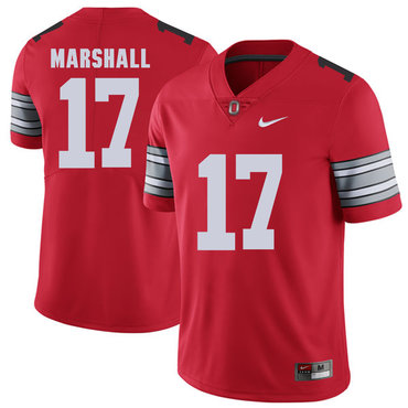 Men's OSU Buckeyes Red 2018 moisture wicking Jalin Marshall #17 match
