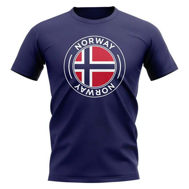 Norway Football Badge T-Shirt (Navy) Quality Official Quality