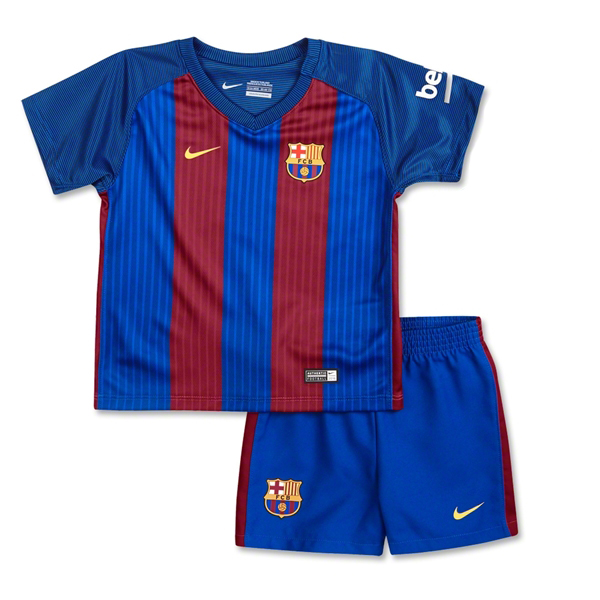 Kids Barcelona 2016-17 Home Soccer KitsShirtShorts - Official Replica