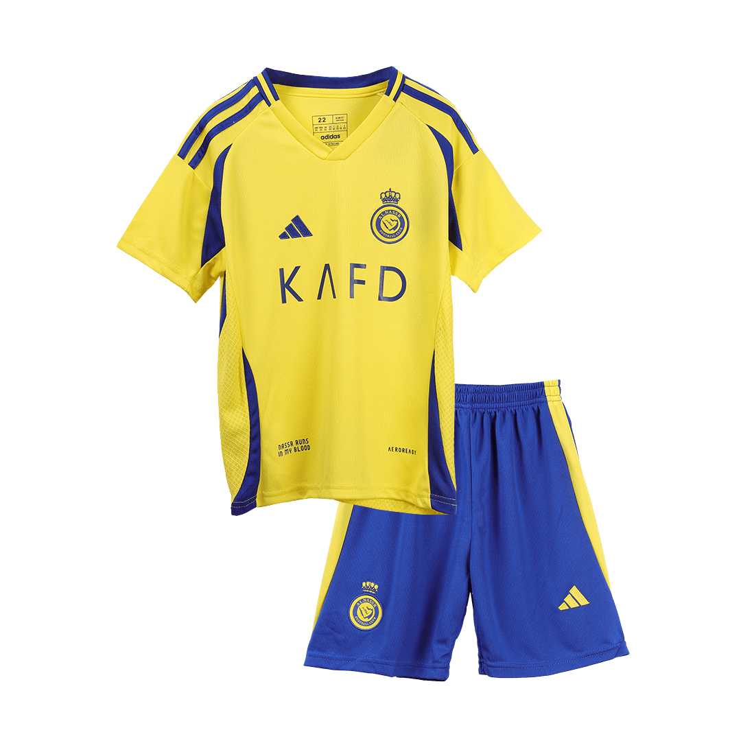 Kid's RONALDO #7 Al Nassr Home Soccer Jersey Kit(Jersey+Shorts+Socks)