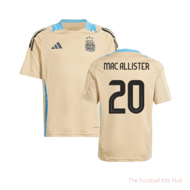 2024-2025 Argentina Training Jersey (Hazy Beige) (MAC ALLISTER 20)