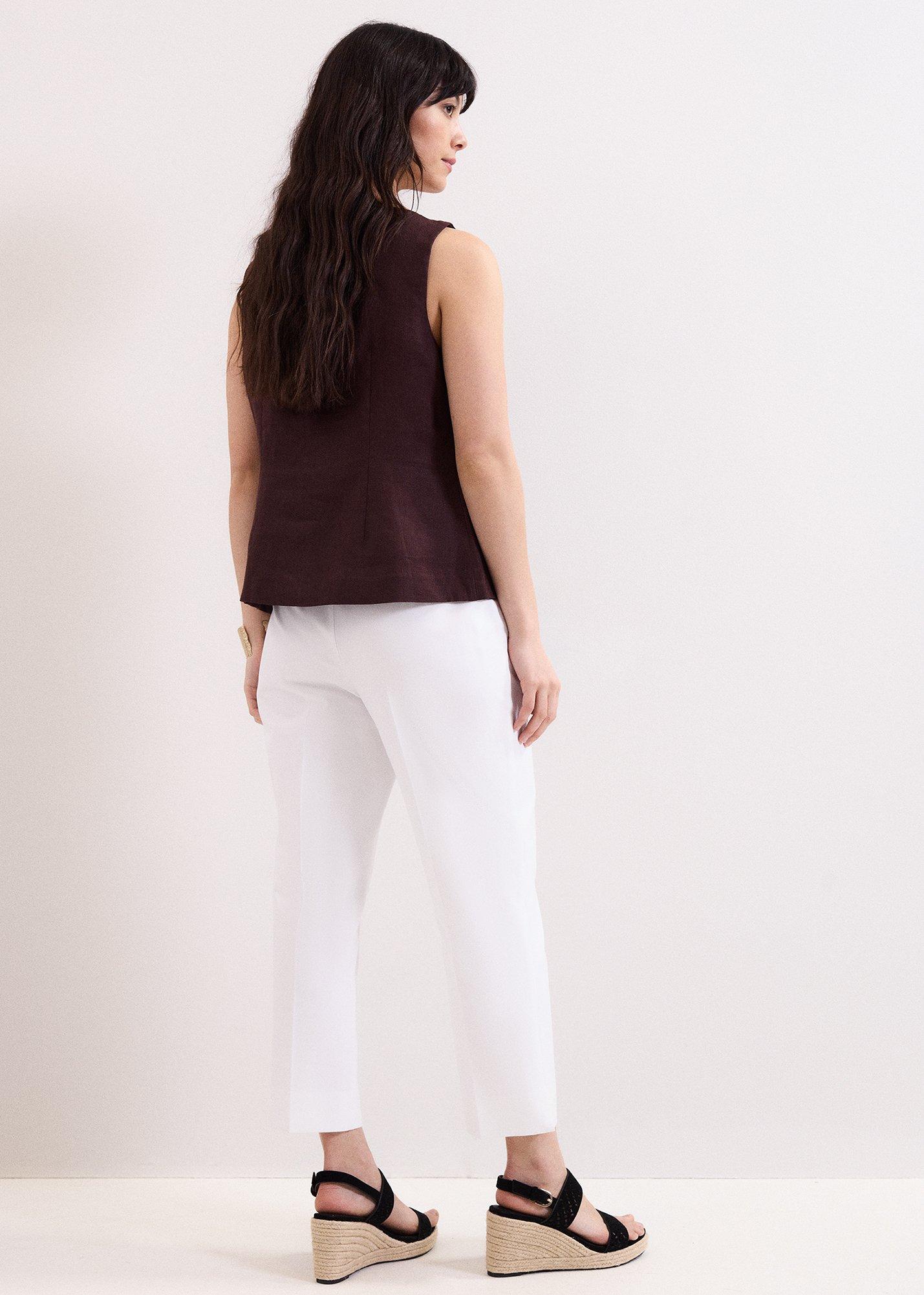 Miah White Cropped Slim Trousers
