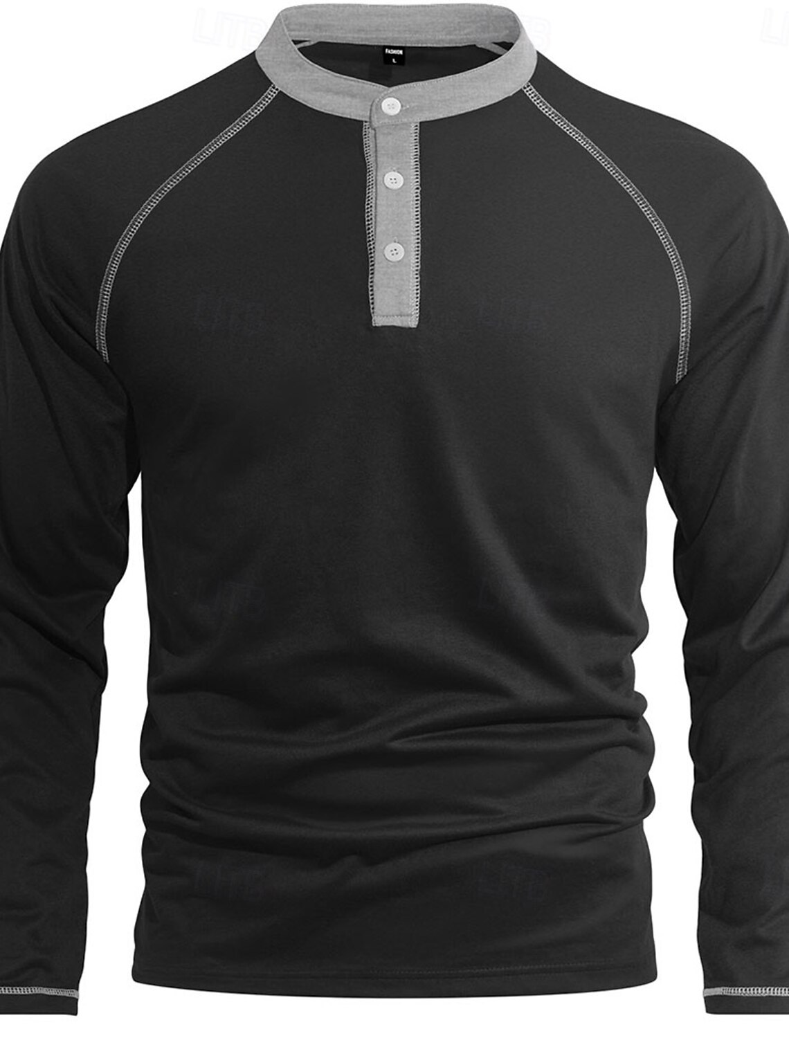 Men's T Shirt Henley Long Sleeve Crew Neck Summer Spring Solid Color