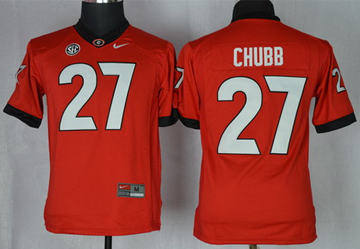 Men's UGA GA Red 2013 embroidered Nick Chubb #27 premium Jersey