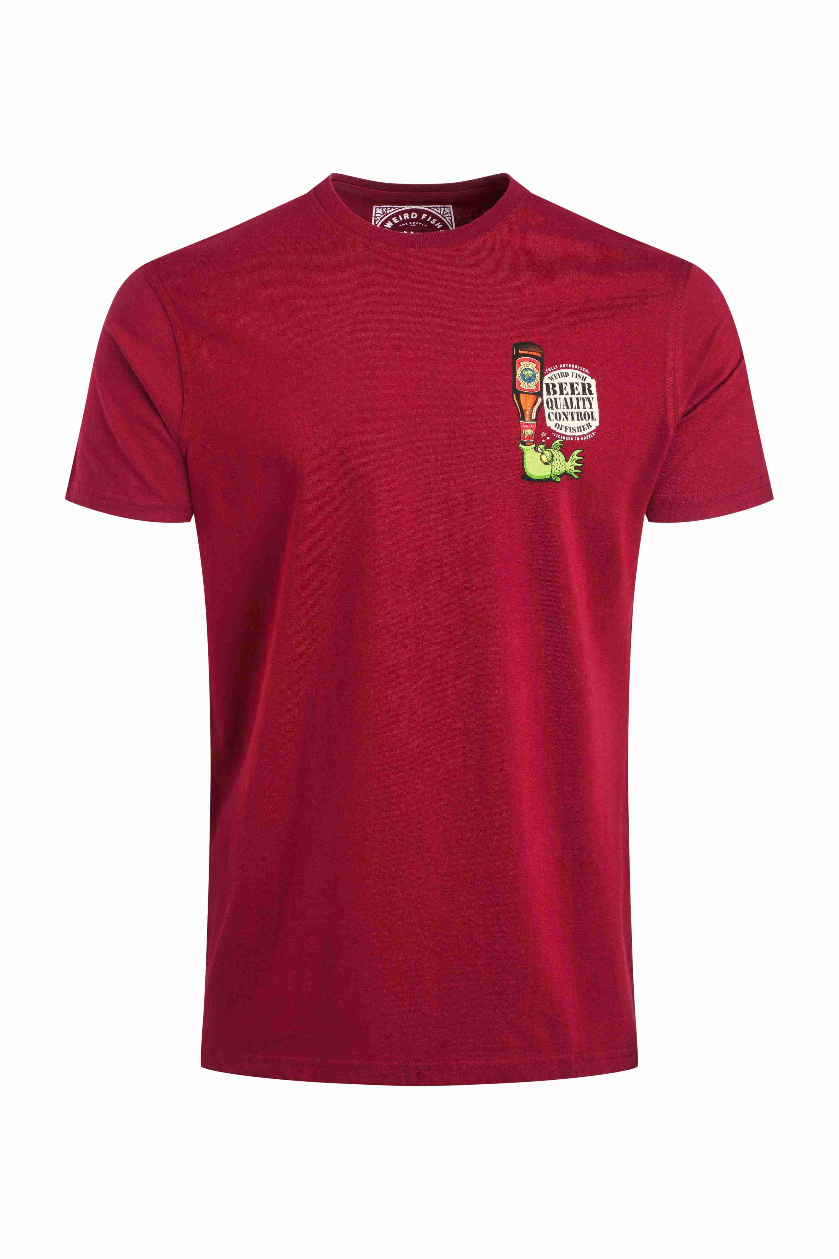 Beer Offisher Back Print Artist T-Shirt Garnet
