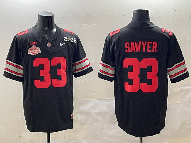 Men's OSU Buckeyes Black 2025 performance Jack Sawyer #33 alternate
